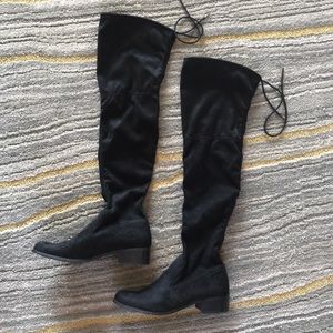 Black over the knee boots.